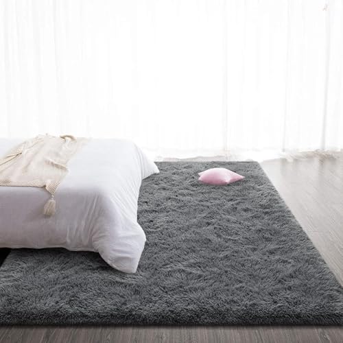 Super Soft Shaggy Rugs Fluffy Carpets (8' x 10' (Rectangular) / Coal Gray)