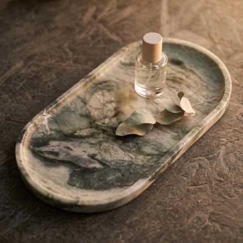 Shangri la Green Oval Marble Tray (Shangri-la Green / 11.8" x 5.9" x 0.6")