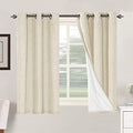 100% Blackout Linen Curtains 54" L 2 Panels Bleached Sand (Bleached Sand / 42"W x 54"L (Pack of 2))
