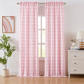 Pink White Buffalo Plaid Curtains 90 Inches Long (Pink/White / 40"W x 90"L (Pack of 2))