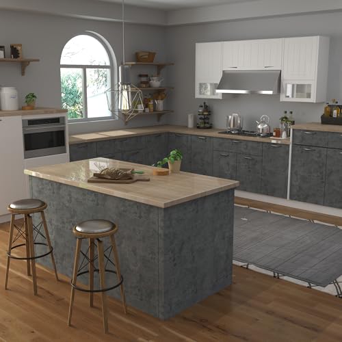 Concrete Wallpaper Countertops Contact Paper Blue Grey Cement Wall Paper (blue/grey / 15.8" x 354")