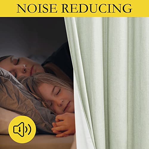 Sage Green Linen Blackout Cold Reducing Curtains for Night Shift (42"W x 63"L (Pack of 2) / Sage Green)