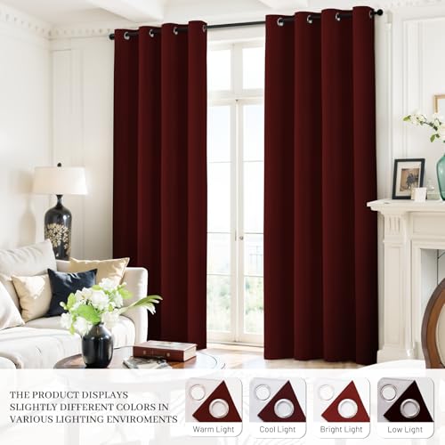 100% Blackout Curtains 52x72 inch Burgundy Red Window Drape (Burgundy Red / 52"W x 72"L (Pack of 2))