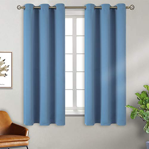 Blackout Curtains for Bedroom (Faded Denim / 38"W x 63"L (Pack of 2))