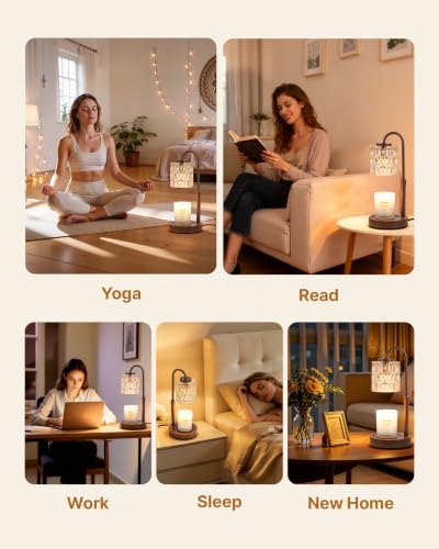 Dimmable Candle Warmer Lamp with Timer (Brown-glass)