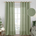 Sage Green Linen Sheer Curtains 84 inch for Living Room (52"W x 84"L (Pack of 2) / Sage Green)