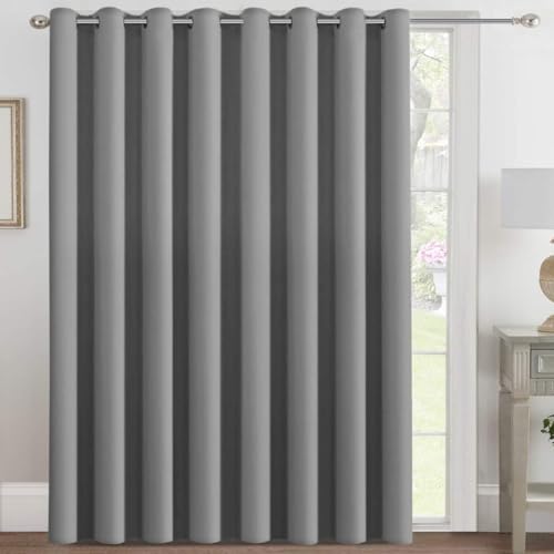Blackout Patio Curtains 100 x 96 Inches for Sliding Door Extral Wide Blackout Curtain Panels Thermal Insulated Room Divider (100"W x 96"L (Pack of 1) / Dove Gray)