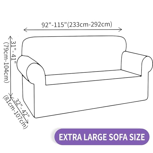 Stretch Oversized Couch Cover Universal Sofa Covers for Living Room Dogs Pet Furniture Protector Spandex Extra Large Sofa Slipcovers with Anti Slip Foam Sticks (Coffee / X-Large (92"-115"))