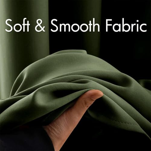 Olive Green Blackout Bedroom Curtains 84 Inch Long Light Blocking (Olive / 42"W x 84"L (Pack of 2))