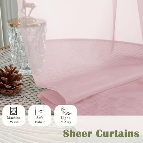 Blush Pink Sheer Curtains 96 Inches Long 2 Panels Set (Blush Pink / 59"W x 96"L (Pack of 2))
