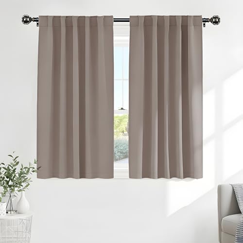 Blackout Curtains Thermal Insulated Window Treatment Panels Room Darkening Blackout Drapes for Living Room Back Tab (Light Taupe / 42"W x 54"L (Pack of 2))
