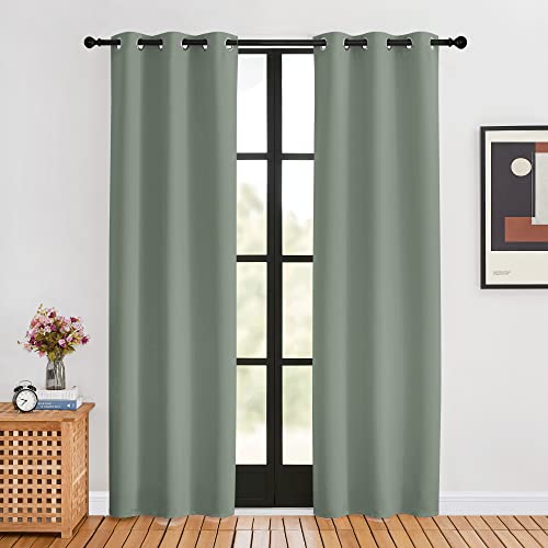 Window Curtain Panels (Greyish Green / 34"W x 80"L (Pack of 2))