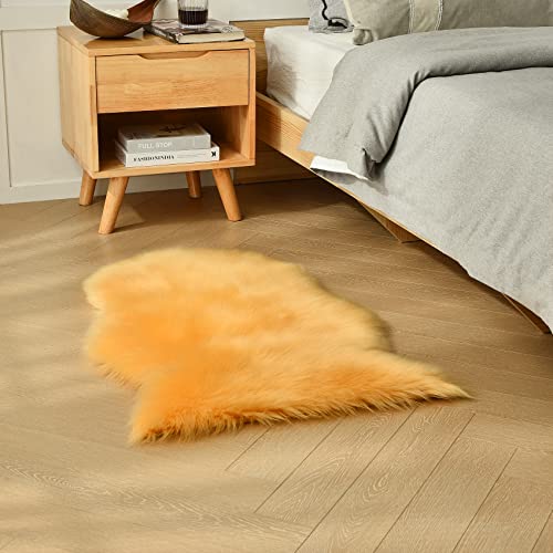 Yellow Faux Sheepskin Rug 2x3 ft (Yellow / 2' x 3' (Oval))