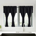 Black Blackout Curtains with Attached Valance (Jet Black / 52"W x 45"L (Pack of 2))