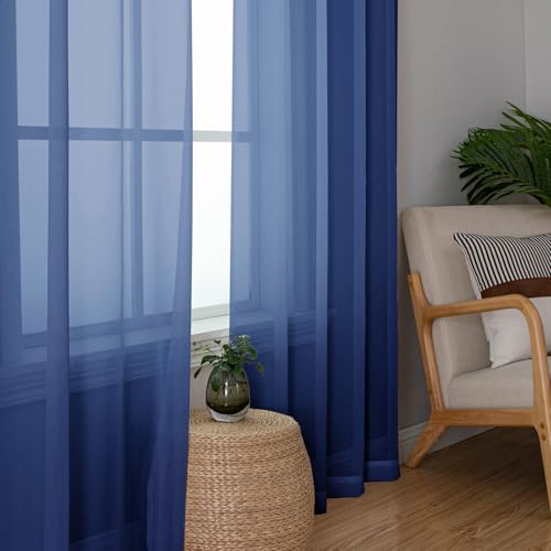 Royal Blue Sheer Curtains 84 Inches Long 2 Panels Set (Royal Blue / 42"W x 84"L (Pack of 2))