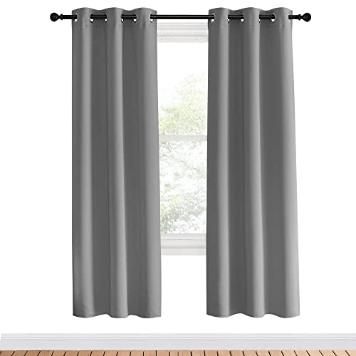 Blackout Window Curtains & Drapes 70" Long (Silver Gray / 34"W x 70"L (Pack of 2))