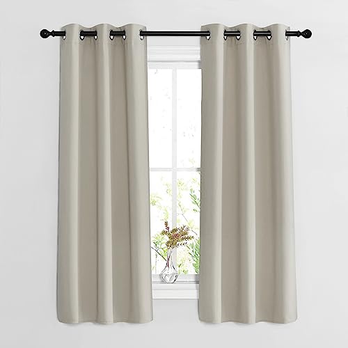 Bedroom Blackout Curtains 63 inches Long (Natural / 37"W x 63"L (Pack of 2))