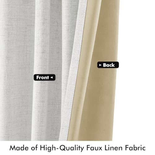 100% Blackout Linen Curtains 42 x 84 Inch Heathered White 2 Panels (Heathered White / 42"W x 84"L (Pack of 2))