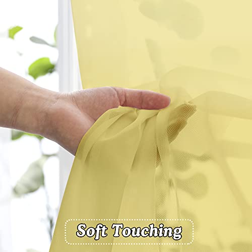 Mustard Yellow Sheer Curtains 108 Inches Long (Mustard Yellow / 42"W x 108"L (Pack of 2))