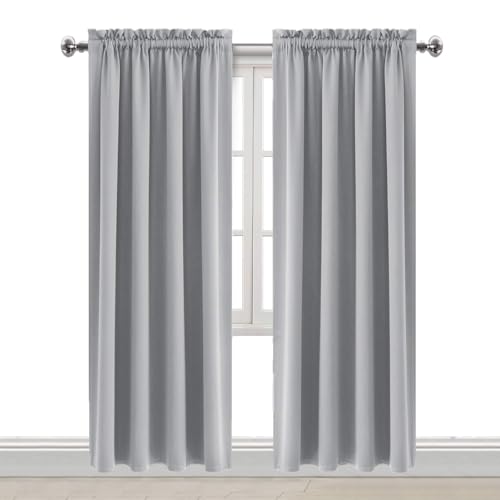 Blackout Curtains for Bedroom Living Room 42 x 84 Inch Long 2 Panels (Silver Grey / 42"W x 84"L (Pack of 2))