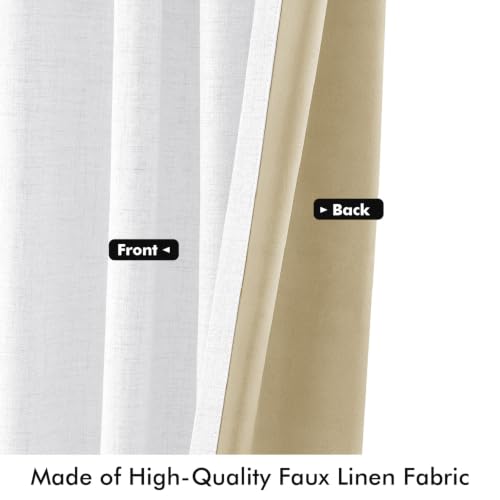 100% Blackout Linen Curtains 42 x 84 Inch Bright White 2 Panels (Bright White / 42"W x 84"L (Pack of 2))