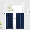 Cafe Blackout Curtains 30 inch Length (Navy Blue / 29"W x 30"L (Pack of 2))
