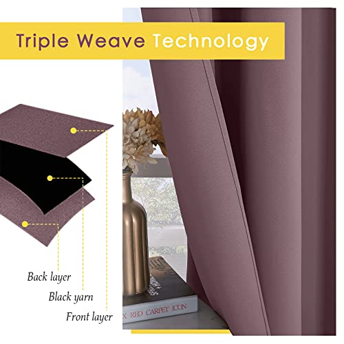 Blackout Curtains for Bedroom (Dry Rose / 42"W x 80"L (Pack of 2))
