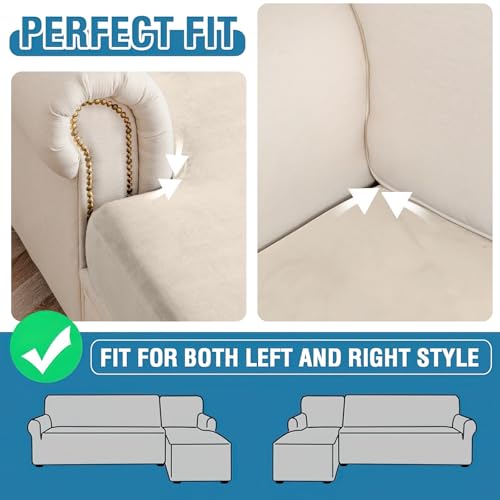 Couch Cover Stretch Velvet Sofa Cushion Cover 3 (Cream / 3PC Seater or Backrest)