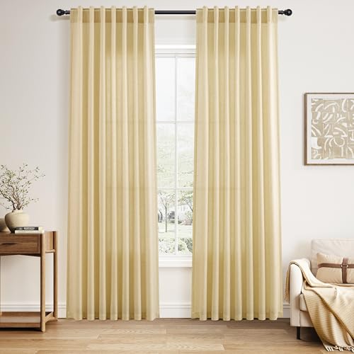 Linen Curtains (52"W x 84"L (Pack of 2) / Cream Yellow)