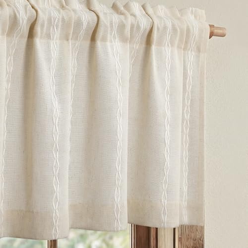 Boho Kitchen Valance for Windows (Light Beige / 52"W x 18"L (Pack of 1))