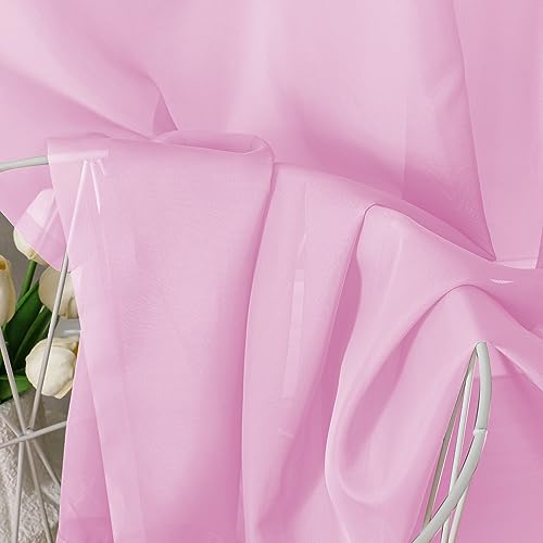 Pink Short Curtains Sheer Bathroom (40"W x 36"L (Pack of 2) / Light Pink)