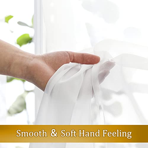 Aiyufneg White Sheer Valance for Window Curtains 24 Inch Length (40"W x 24"L (Pack of 2) / White)