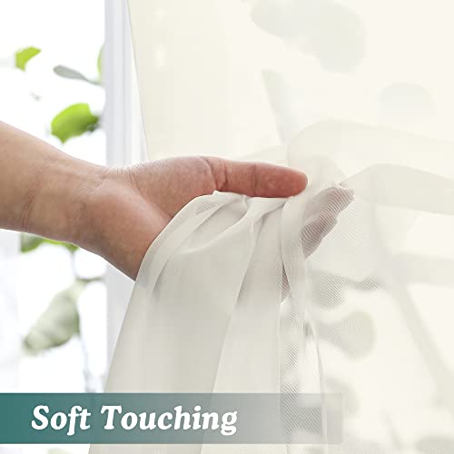 Ivory Sheer Window Curtain Panels 45 Inch (Ivory / 42"W x 45"L (Pack of 2))