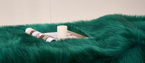 Ultra Soft Fluffy Shaggy Area Rug Faux Fur Rug Chair Cover Seat Pad Fuzzy Area Rug for Bedroom Floor Sofa Living Room (Darkgreen / 4' x 6' (Rectangular))