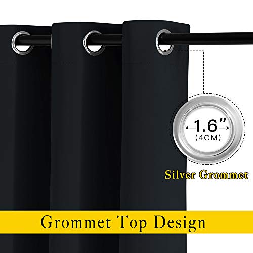 Black Blackout Curtains 36 inch Curtains for Kitchen (Black / 37"W x 36"L (Pack of 2))
