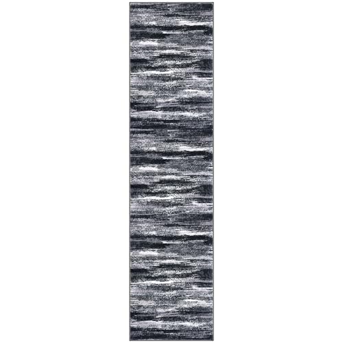 Abstract Washable 2x8 Runner Rug Non Slip Runners for Hallway (Black Grey White / 2' x 8' (Runner))
