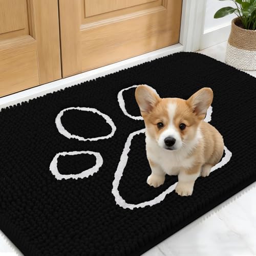 Dog Door Mat for Muddy Paws 24x16 (Black / 24" X 16")