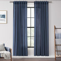Navy Blue Curtains 80 inch Length for Bedroom Back Tab Light Filtering Semi Sheer Blue Living Room Curtains Linen Cotton Textured Indigo Blue Drapery Panel Modern Farmhouse Aesthetic Decor Dark Blue (Navy Blue / 52"W x 80"L (Pack of 2))
