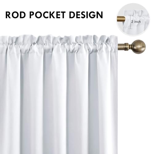 Wide Blackout Curtains for Living Room 70 x 72 Inch Long 2 Panels (Greyish White / 70"W x 72"L (Pack of 2))