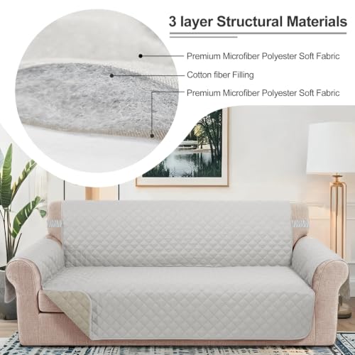 Oversized Loveseat Couch Cover for Dogs (Light Grey/Beige / Loveseat - Oversized (54"))
