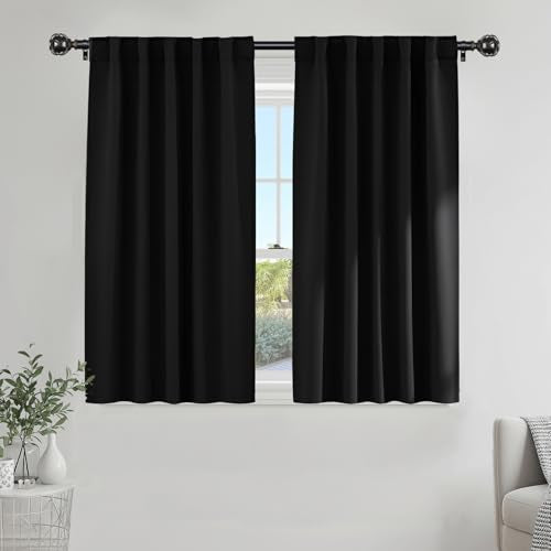 Blackout Window Curtains (Black / 52"W x 45"L (Pack of 2))
