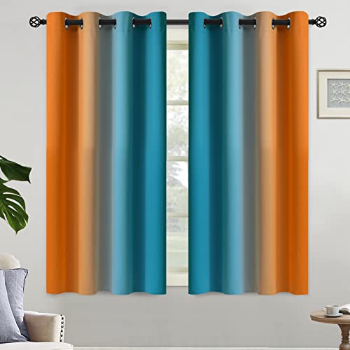 Orange Blue Ombre Curtains 52x54 Inche Long 2 (52"W x 54"L (Pack of 2) / Orange and Blue)