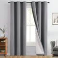 Grey 100% Blackout Curtain Panels 84 inches (40"W x 84"L (Pack of 2) / Grey With White Backing)
