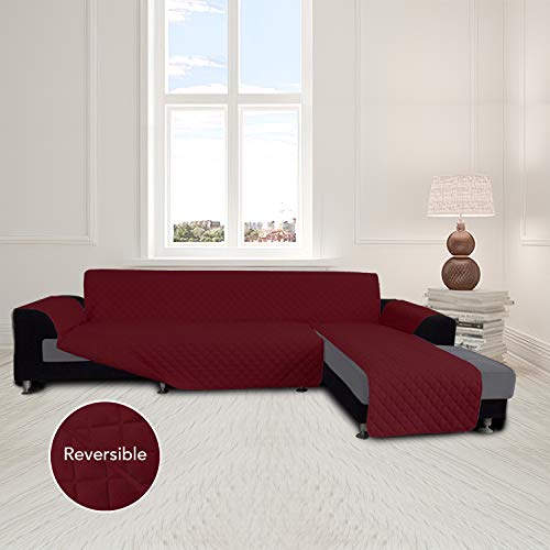 Reversible L Shape Sectional Couch Cover (X-Large / Christmas Red/Christmas Red)