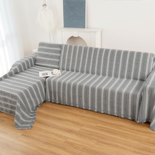 Couch Cover for Dogs (Striped Braid Grey / 71*118 inch)