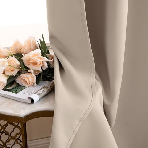 Taupe Blackout Bedroom Curtains Drapes 96 Inch Long 52"x96" (Taupe / 52"W x 96"L (Pack of 2))