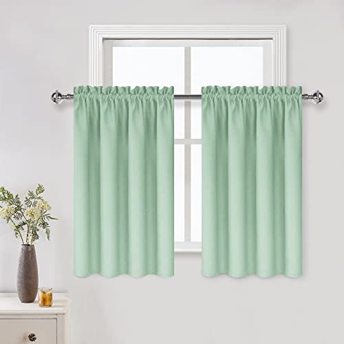 Short Blackout Curtains 42 x 36 Inch Long for Kitchen RV Bunk 2 Panels (Light Green / 42"W x 36"L (Pack of 2))