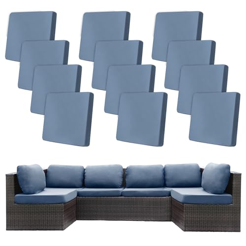 12 Pcs Outdoor Cushion Covers (Grey Blue / 12PCS)