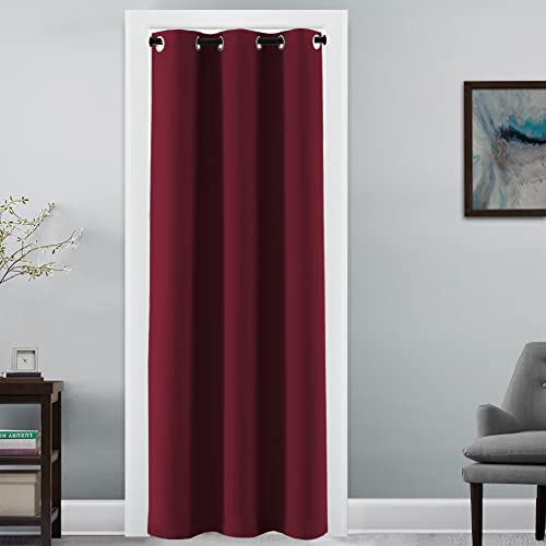 Christmas Doorway Curtain Blackout Door Curtain Room Divider Window Treatment Curtain for Bedroom Thermal Insulated Privacy Drape Soundproof Grommet (42"W x 80"L (Pack of 1) / Burgundy Red)