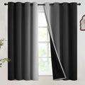 100% Blackout Ombre Bedroom Curtains Black and Greyish White (52"W x 54"L (Pack of 2) / Black With Black Back)